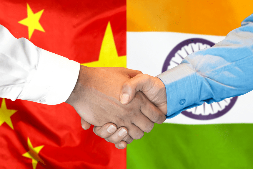 India-China diplomatic handshake