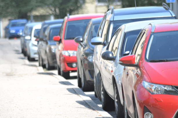 Parked cars on street