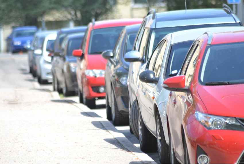 Parked cars on street