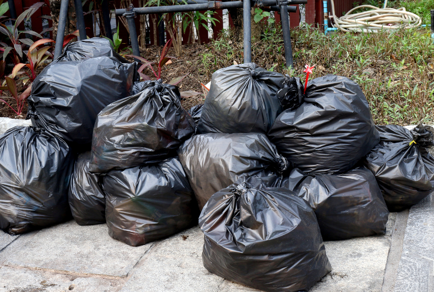Piled trash bags
