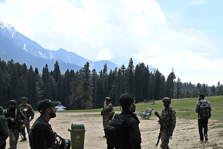 Soldiers in Kashmir landscape