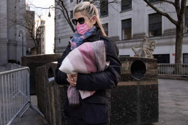 Woman outside courthouse