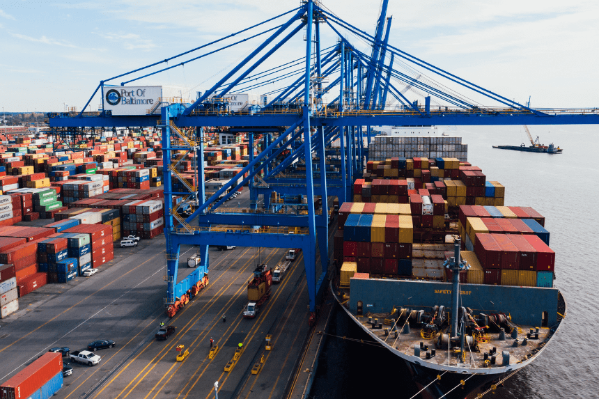 Baltimore port container ship