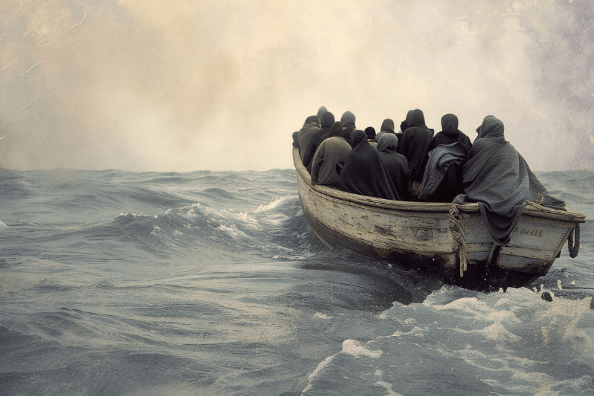 Capsized smuggling boat