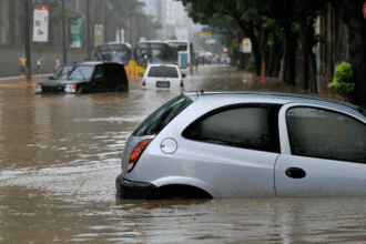 Flash flooding in city
