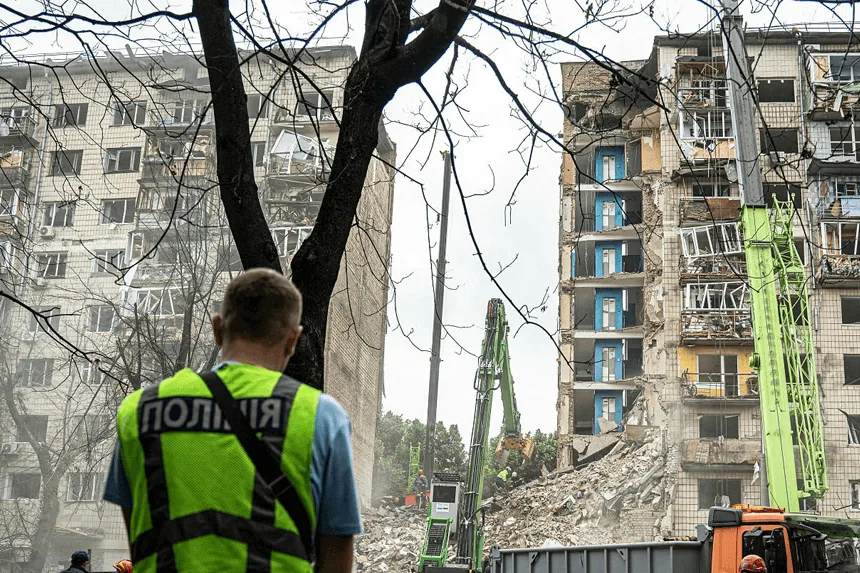 Kyiv skyline under attack