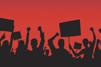 Women protest with brooms