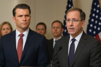 Lawmakers at press conference discussing Congress withholding Hegseth funds until unedited boat strike footage is released